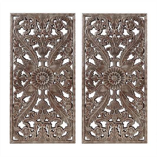 Madison Park Distressed Carved Wood 2-piece Wall Decor Set