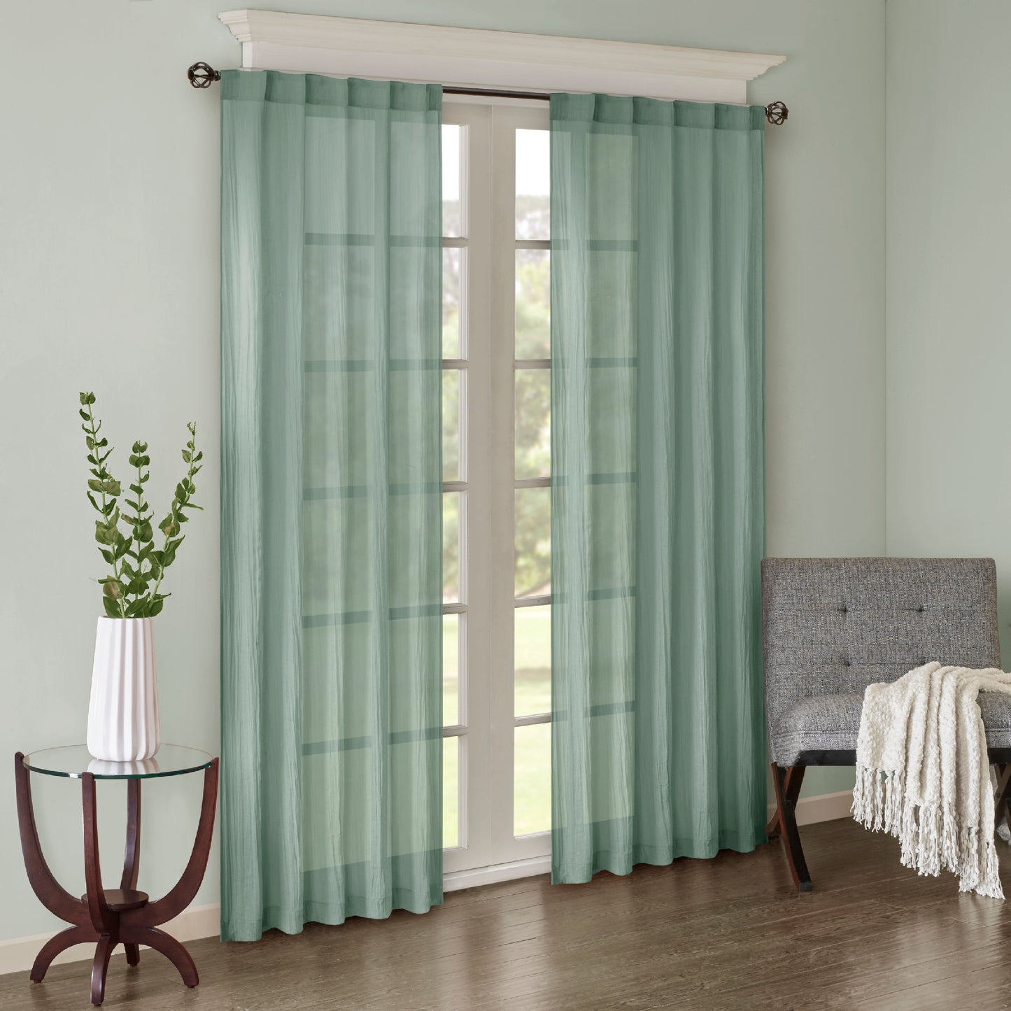 Madison Park Solid Crushed Curtain Panel Pair