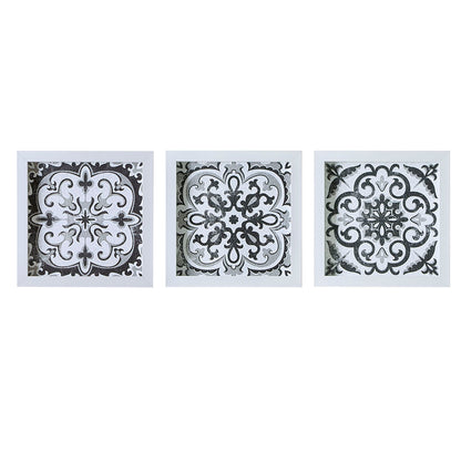 Madison Park Distressed Black and White Medallion Tile 3-piece Wall Decor Set
