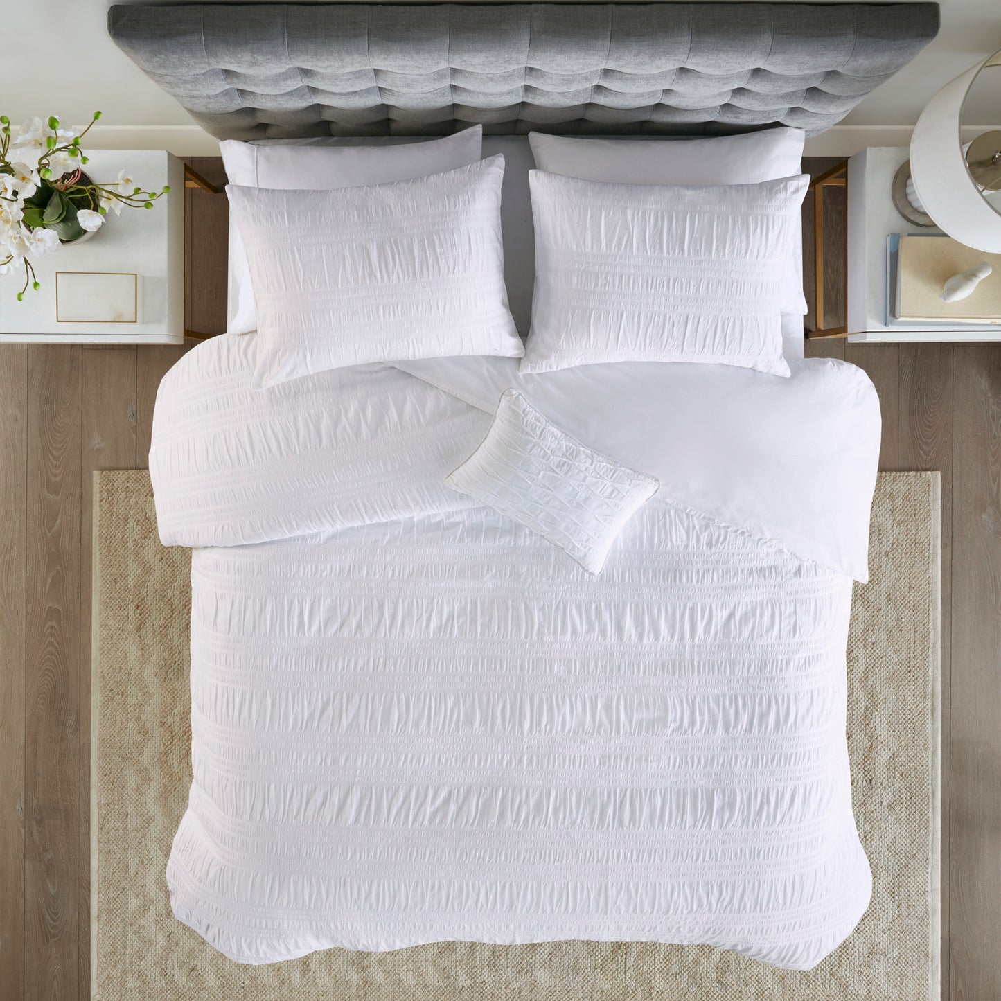 Madison Park 4 Piece Cotton Seersucker Duvet Cover Set