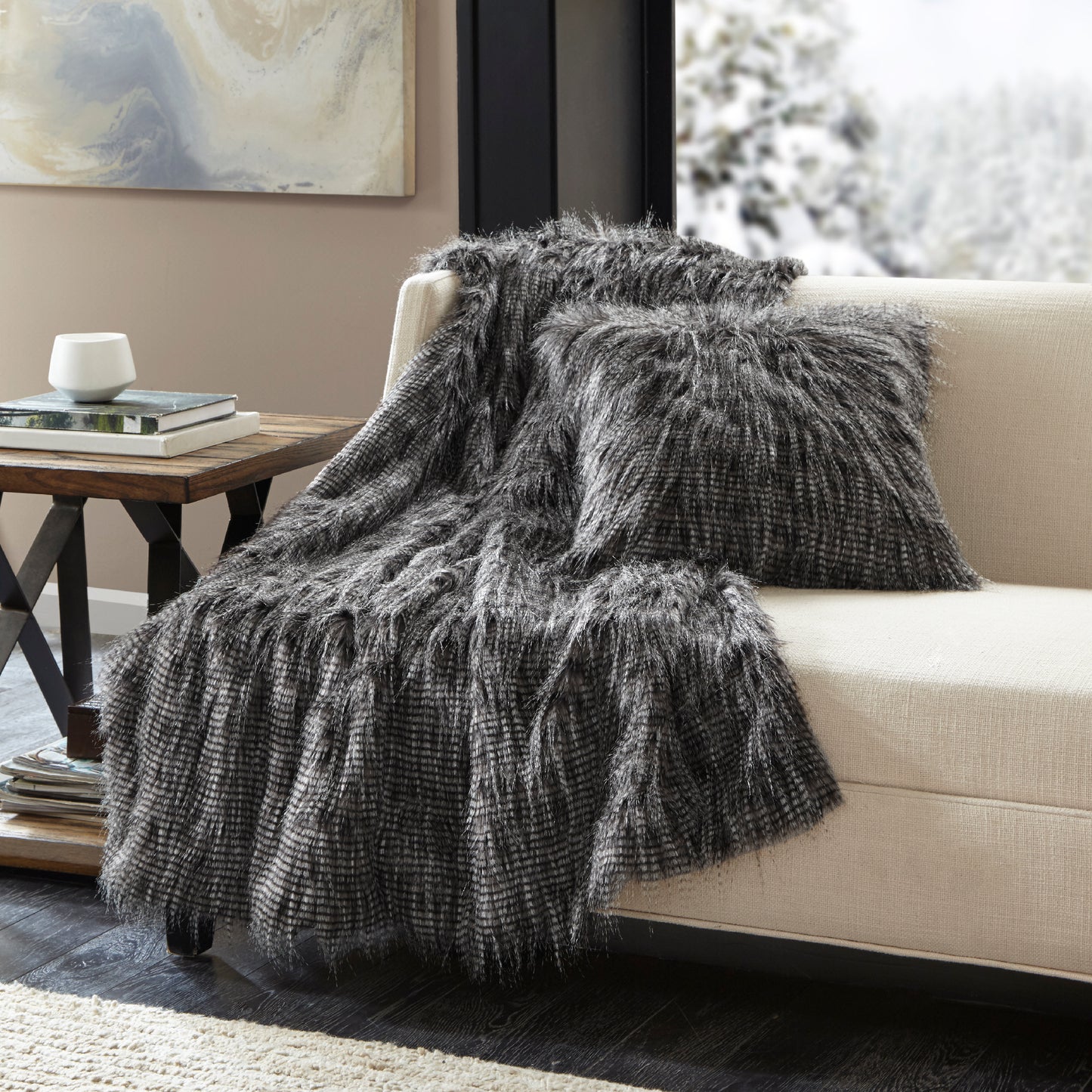 Madison Park Faux Fur Throw