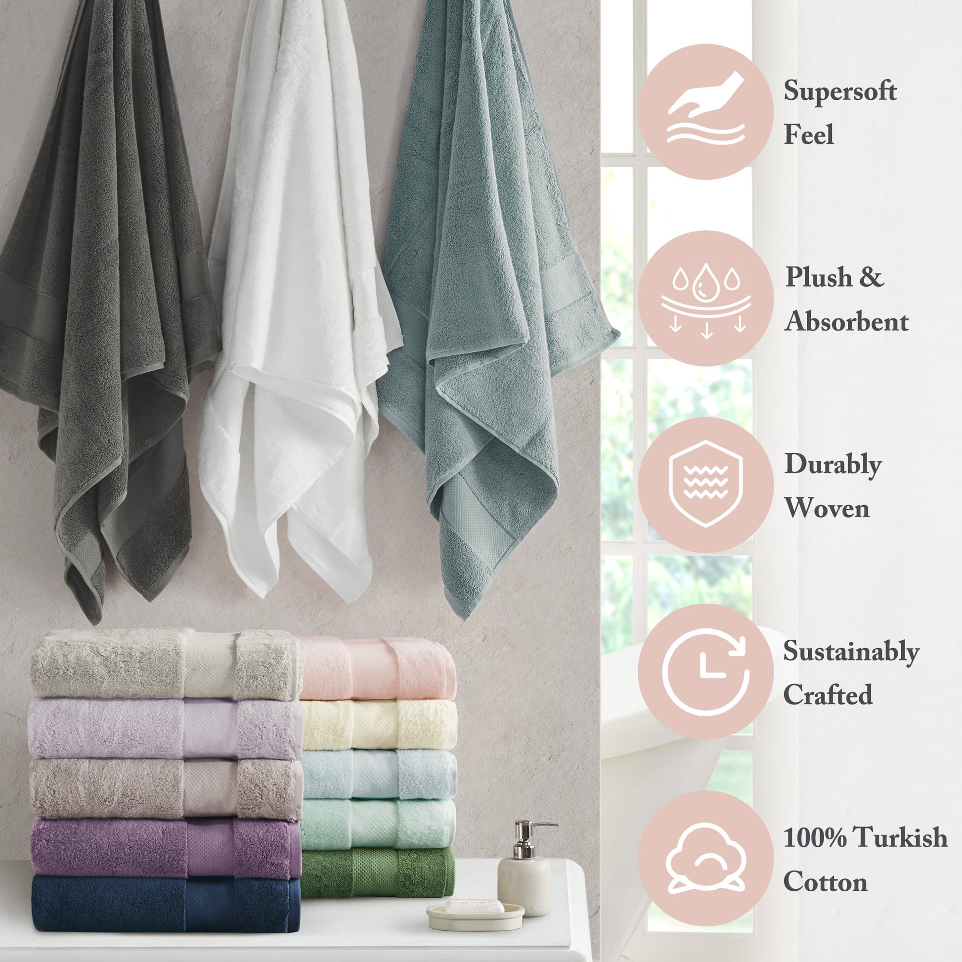 Madison Park Signature Cotton 6 Piece Bath Towel Set