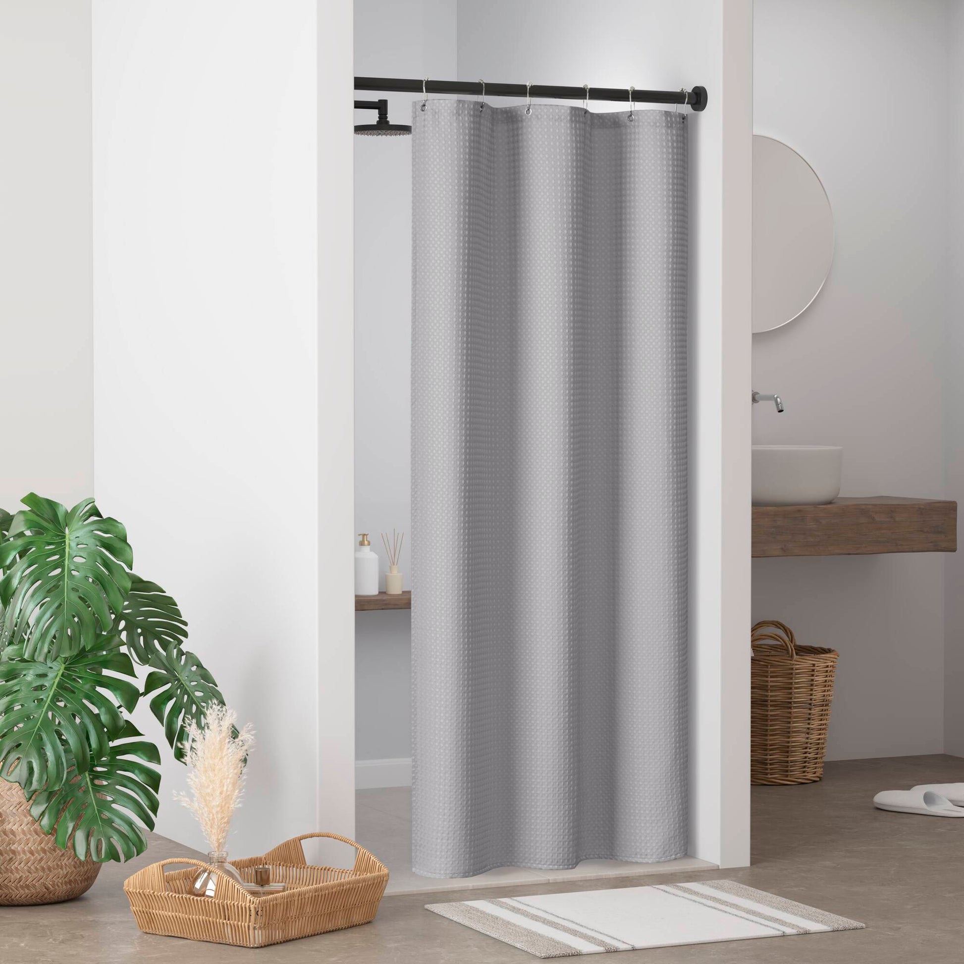 Madison Park Waffle Shower Curtain