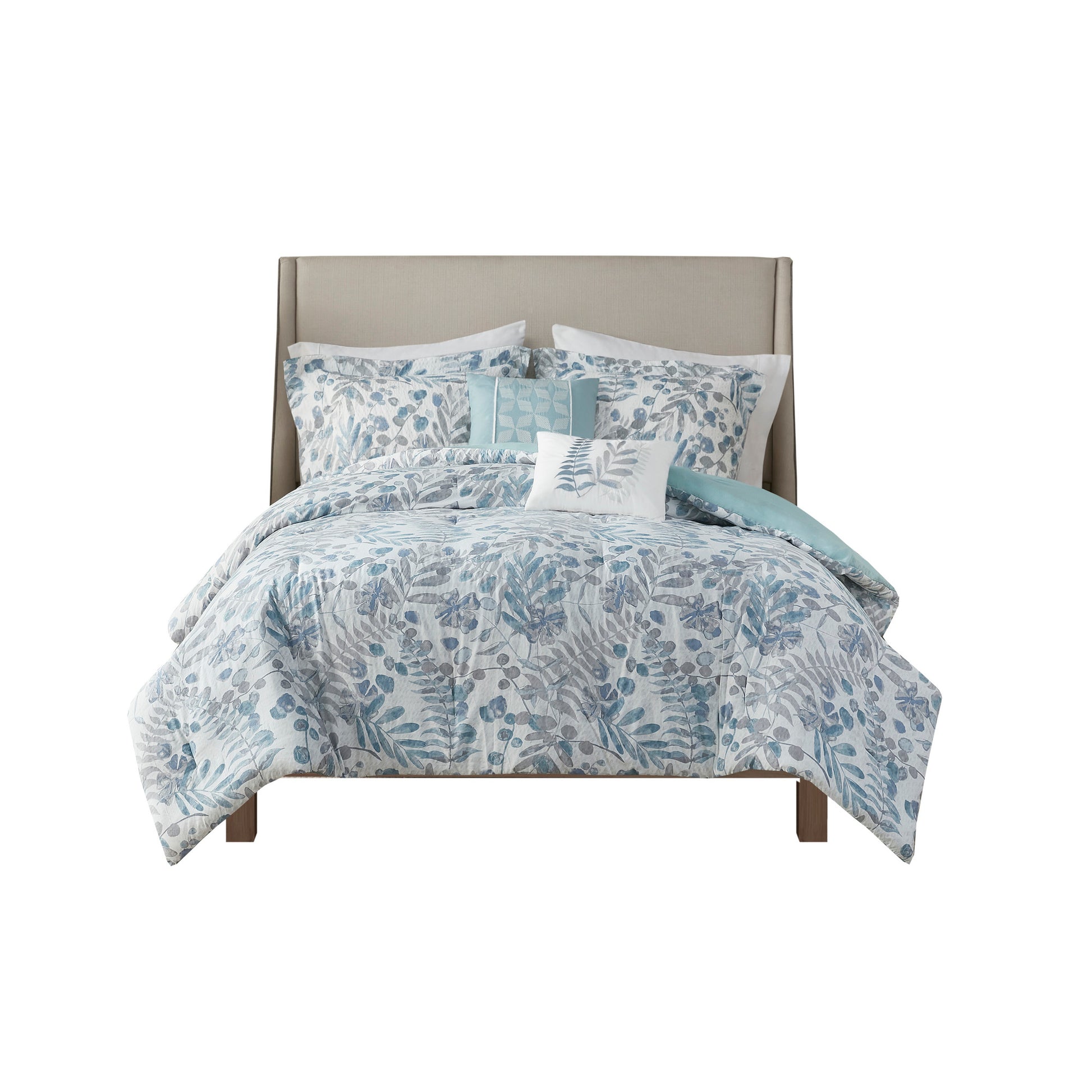 Madison Park 5 Piece Botanical Floral Seersucker Comforter Set