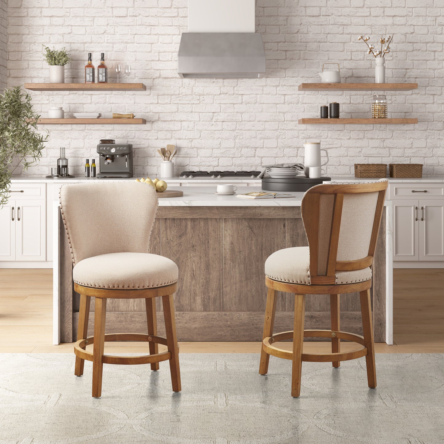 Madison Park Upholstered 360 Degree Swivel Counter Stool 25" H