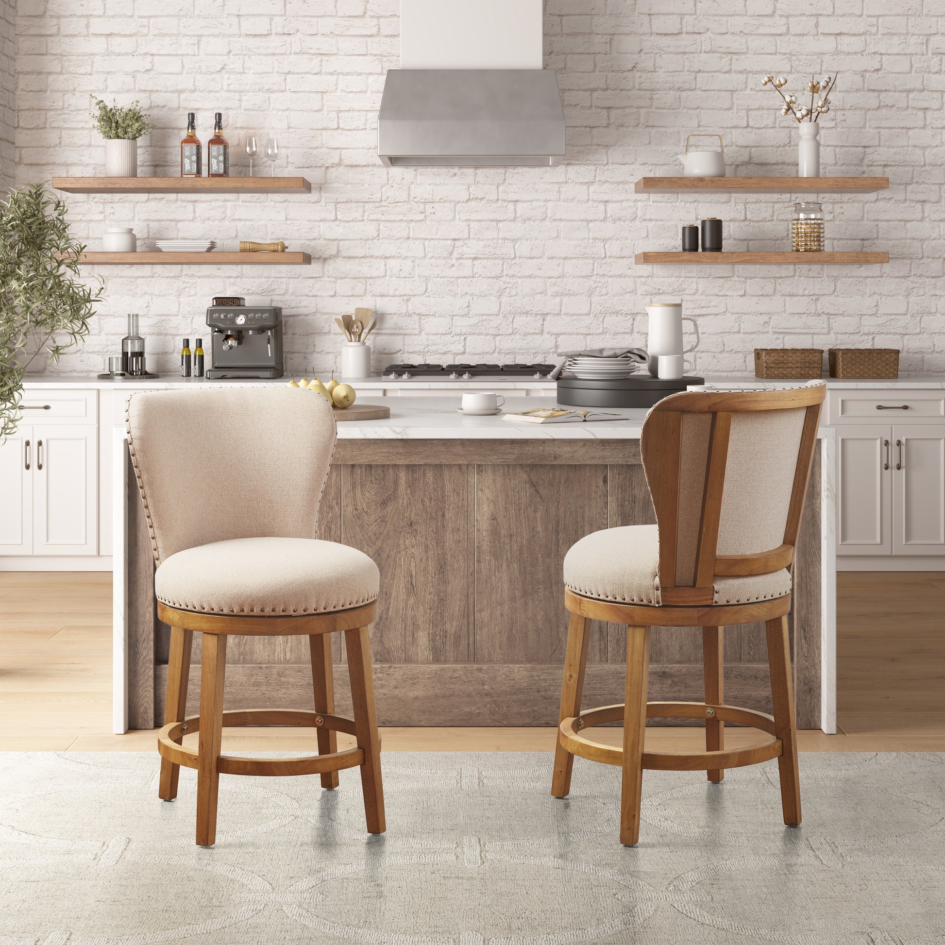 Madison Park Upholstered 360 Degree Swivel Counter Stool 25" H