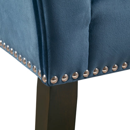 Madison Park Welburn 49.5" Upholstered Bench with Back & Wood Legs