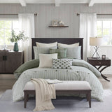 Essence Oversized Cotton Clipped Jacquard Comforter Set with Euro Shams and Throw Pillows