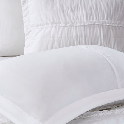 Madison Park 4 Piece Microfiber Reversible Ruffle Quilt Set with Throw Pillow