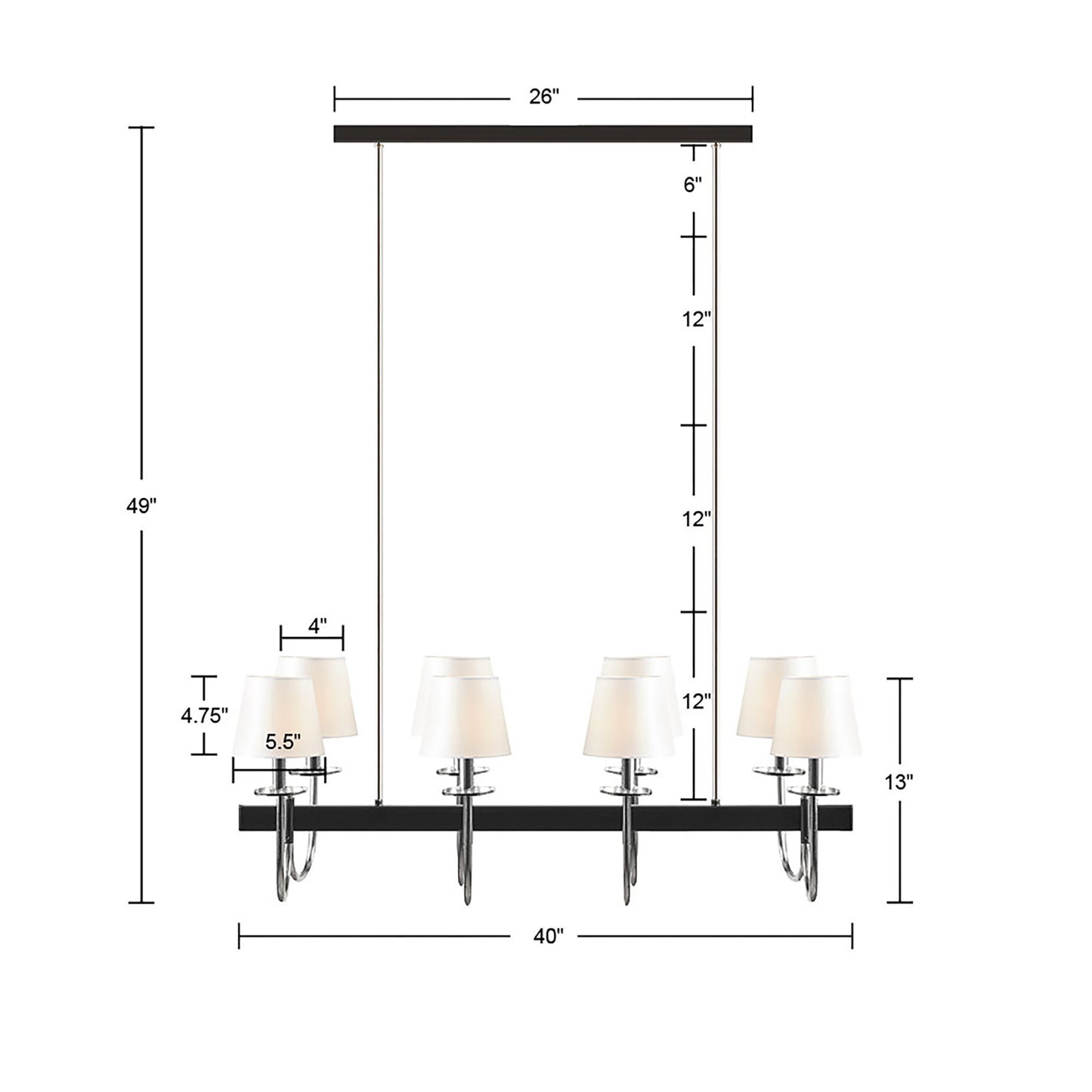 Hampton Hill 8-Light Traditional Chandelier with Drum Shades