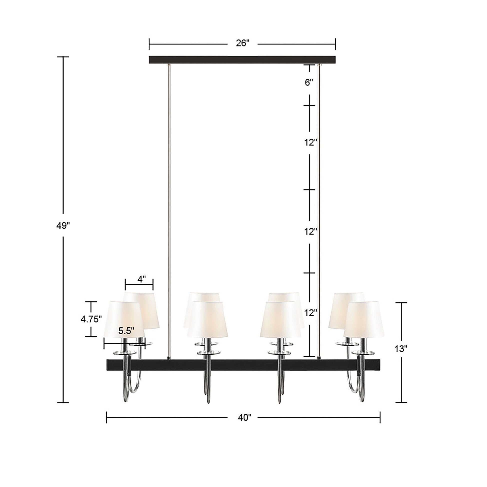 Hampton Hill 8-Light Traditional Chandelier with Drum Shades