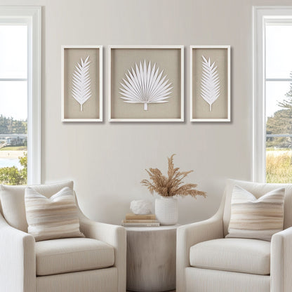 Madison Park Framed Rice Paper Palm Leaves 3-piece Shadowbox Wall Decor Set