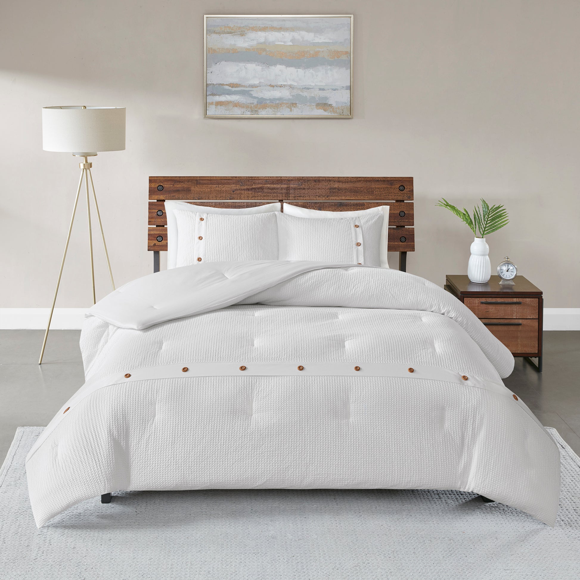 Madison Park 3 Piece Cotton Waffle Weave Comforter set
