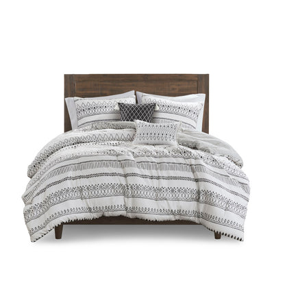 Madison Park 5 Piece Printed Seersucker Comforter Set with Throw Pillows