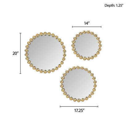 Madison Park Signature Gold Beaded Round Wall Mirror 3-piece set