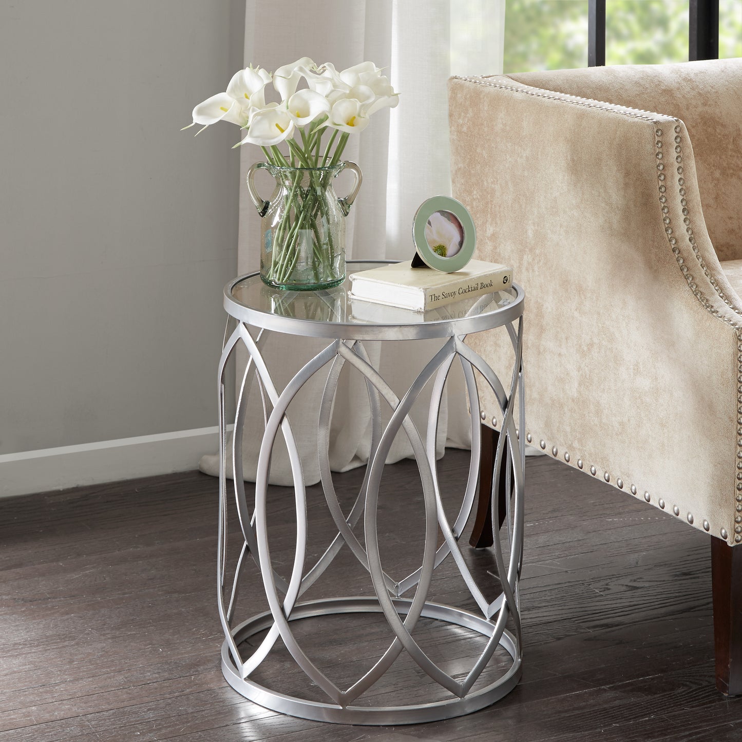 Madison Park Metal Eyelet Accent Table