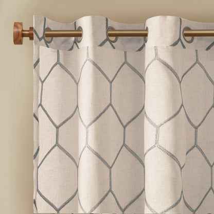 Madison Park Metallic Geo Embroidered Curtain Panel