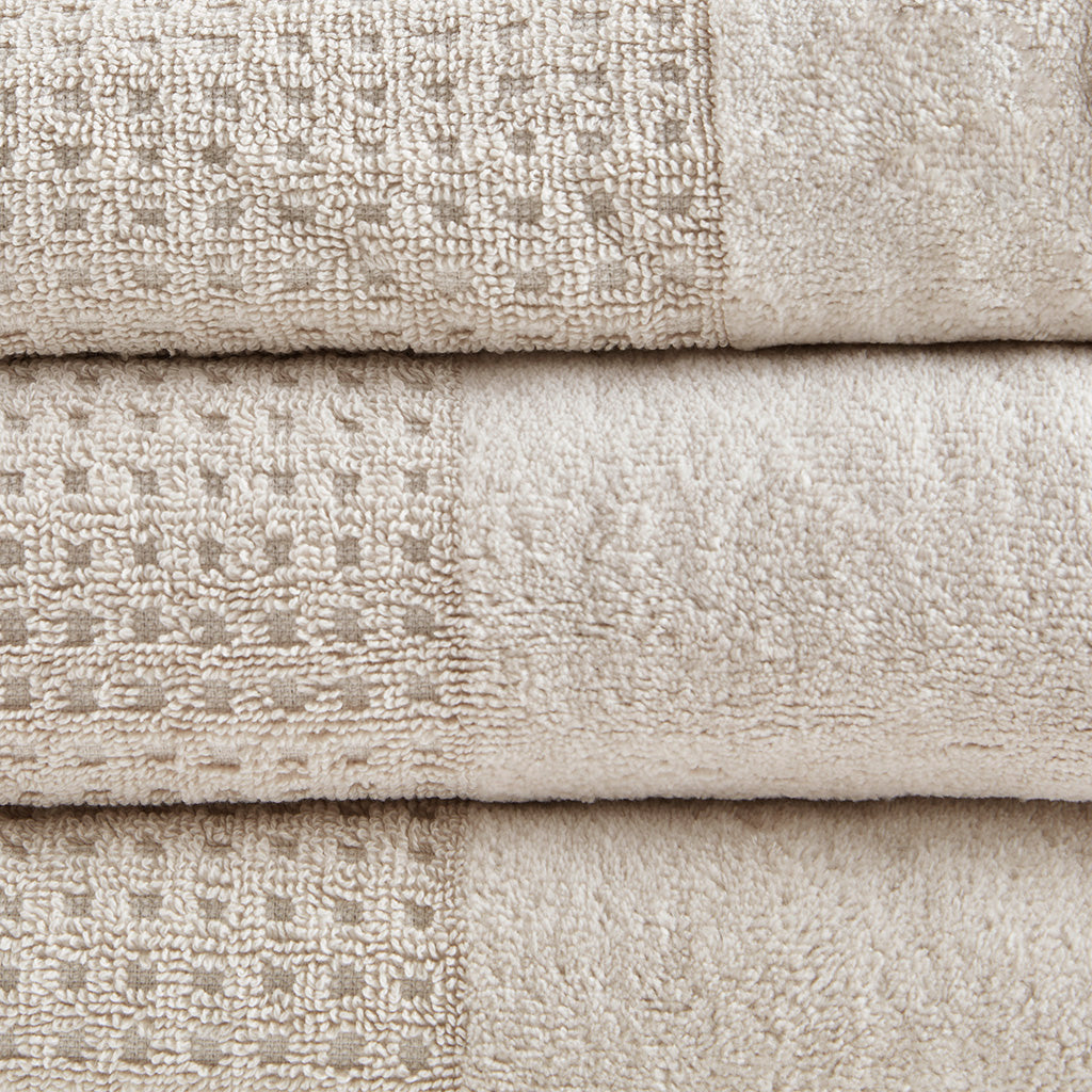 Madison Park Cotton Waffle Jacquard Antimicrobial Bath Towel 6 Piece Set