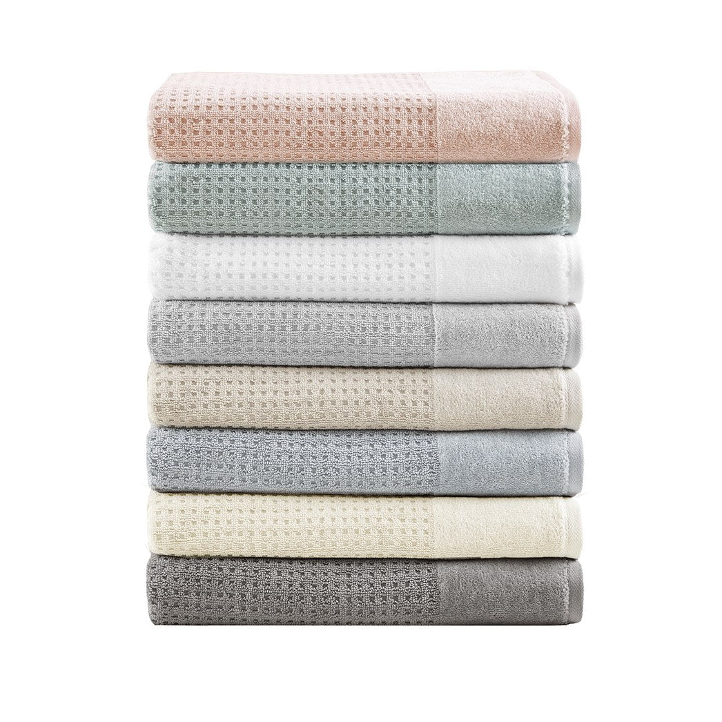 Madison Park Cotton Waffle Jacquard Antimicrobial Bath Towel 6 Piece Set