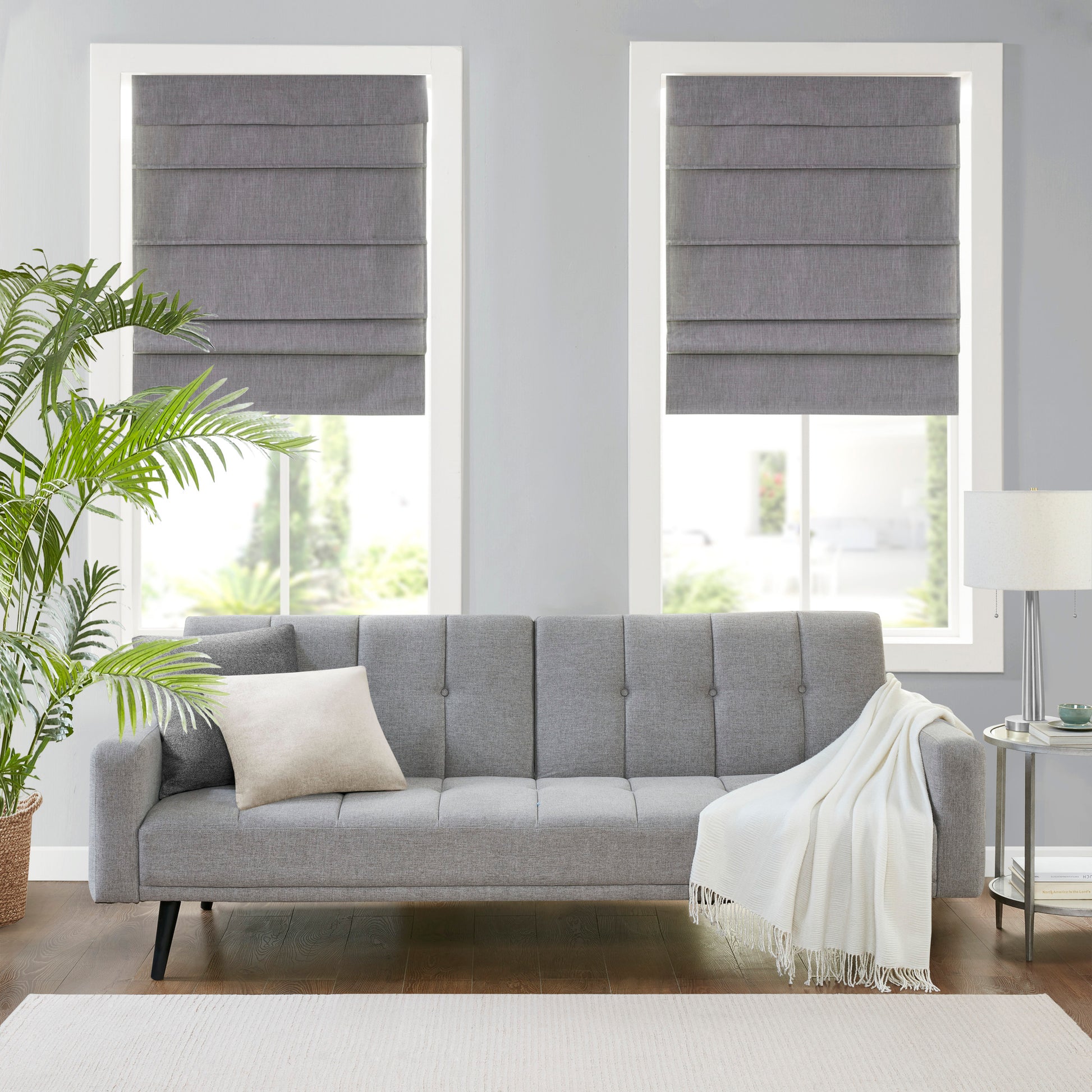 Madison Park Faux Linen Cordless Total Blackout Roman Shade