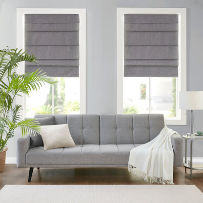 Madison Park Faux Linen Cordless Total Blackout Roman Shade