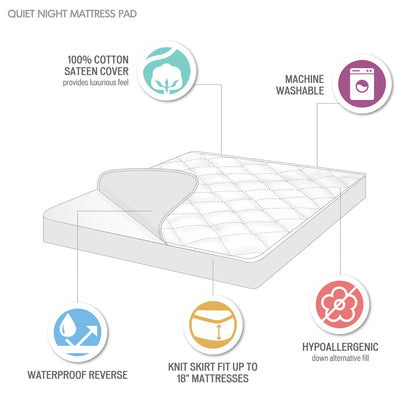 Madison Park 300 Thread Count Cotton Sateen Waterproof Mattress Pad
