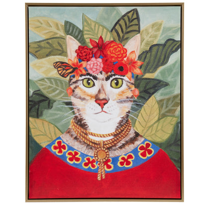 Madison Park Bohemian Cat In Forest Framed Canvas Wall Art