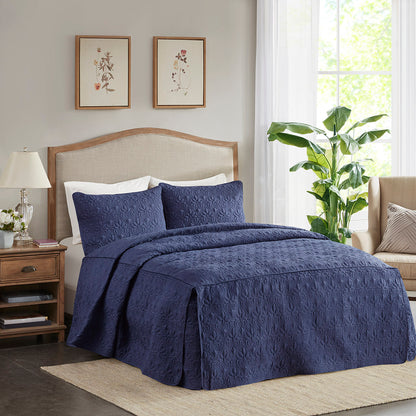 Madison Park 3 Piece Split Corner Pleated Quilted Bedspread