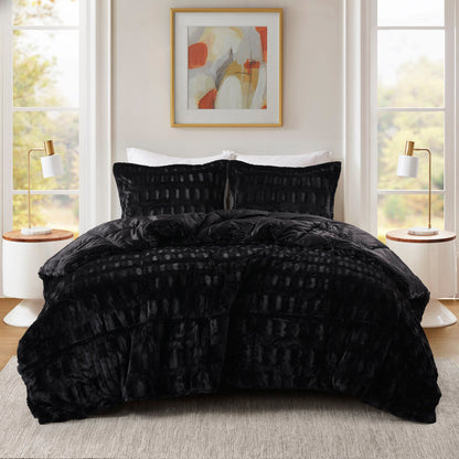 Madison Park Solid Faux Fur Comforter Mini Set