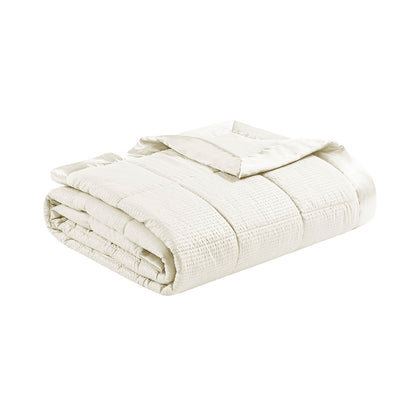 Madison Park Oversized Down Alternative Blanket with Satin Trim