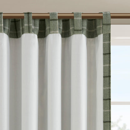 Madison Park Plaid Rod Pocket and Back Tab Curtain Panel with Fleece Lining