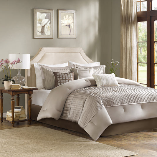 Madison Park 7 Piece Polyester Charmeuse Comforter Set