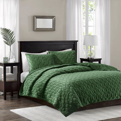 Madison Park 3 Piece Velvet Quilt Set