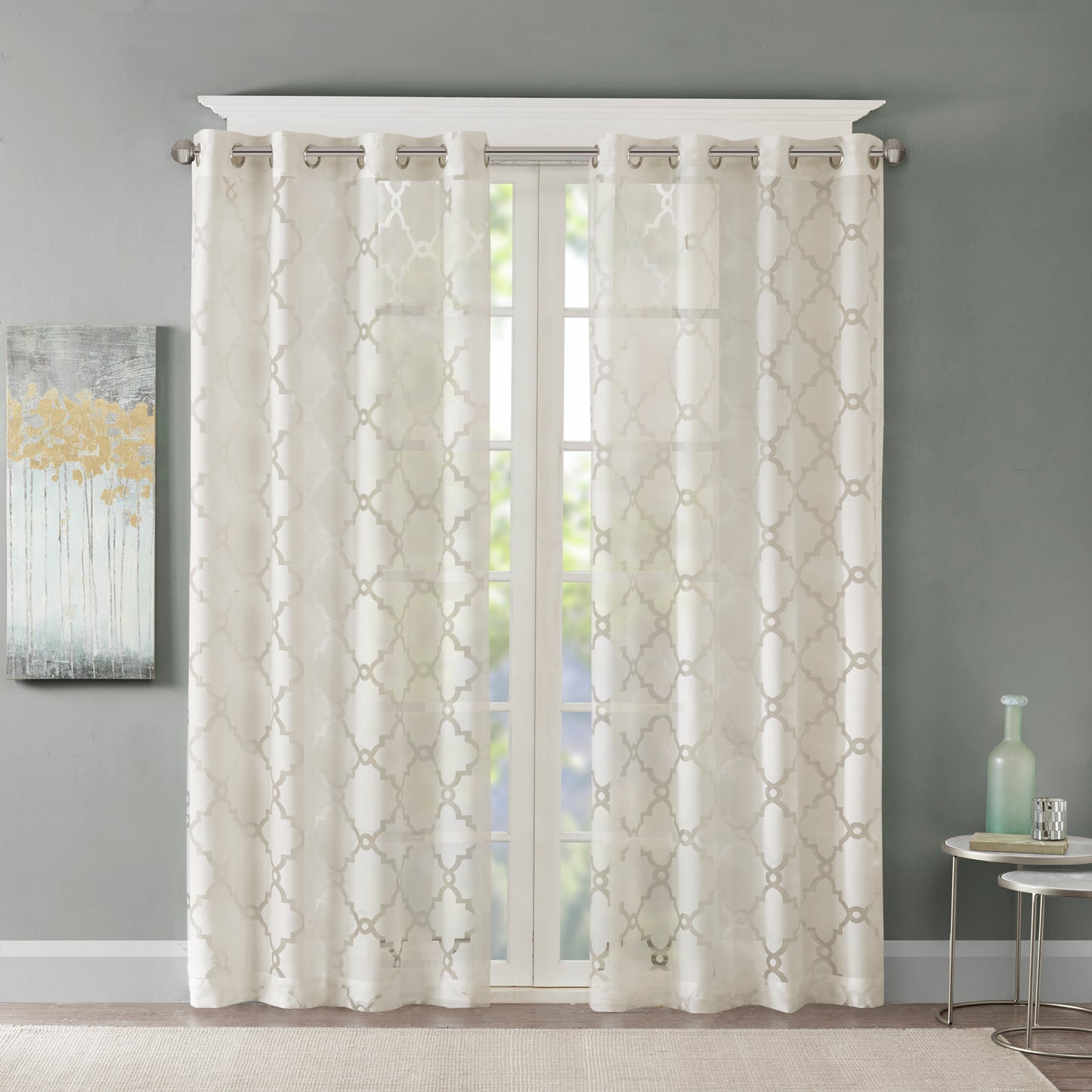Madison Park Fretwork Burnout Sheer Curtain Panel