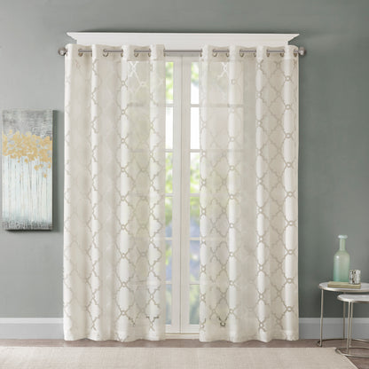 Madison Park Fretwork Burnout Sheer Curtain Panel