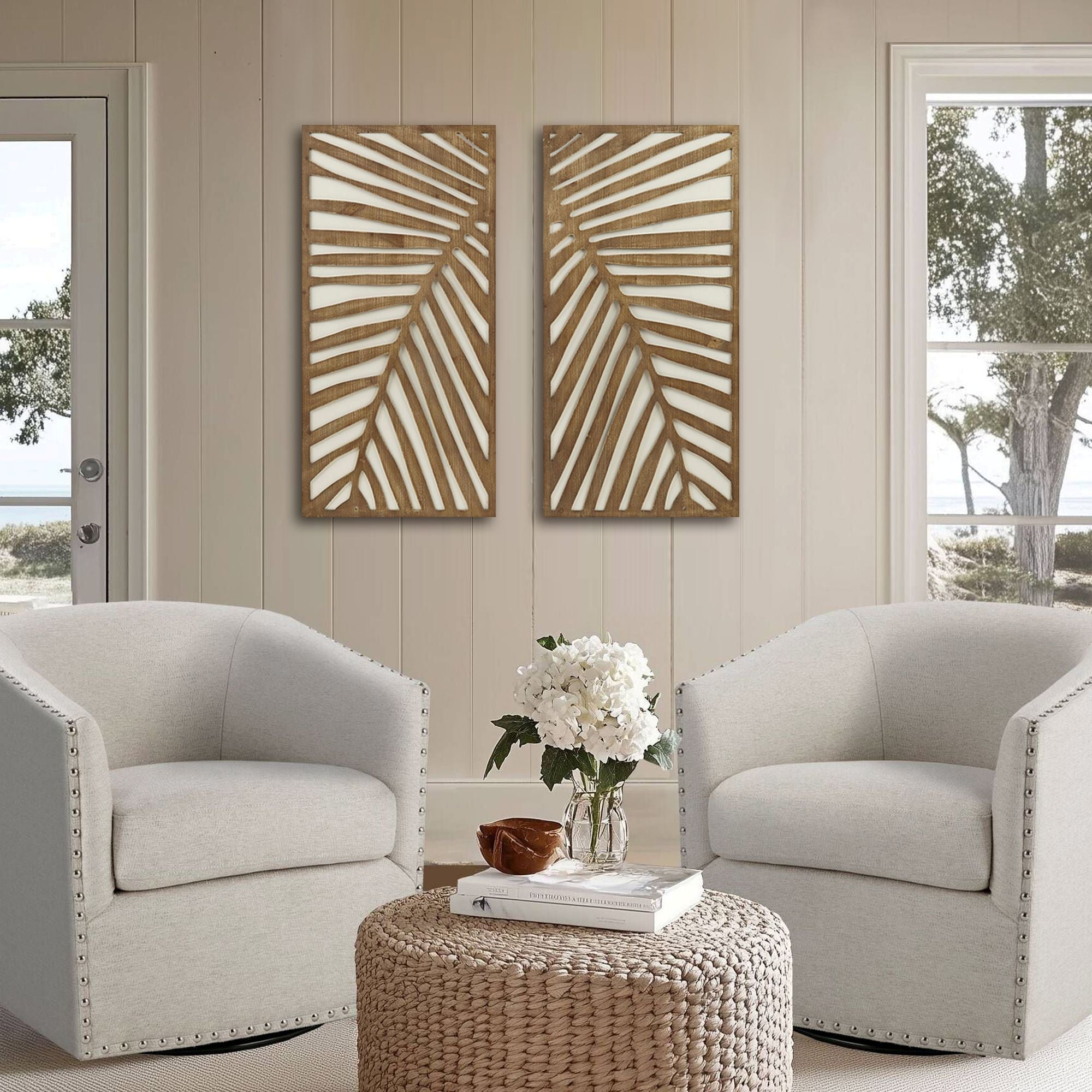 Madison Park - Birch Botanical Two-tone Wood Panel Wall Décor Set