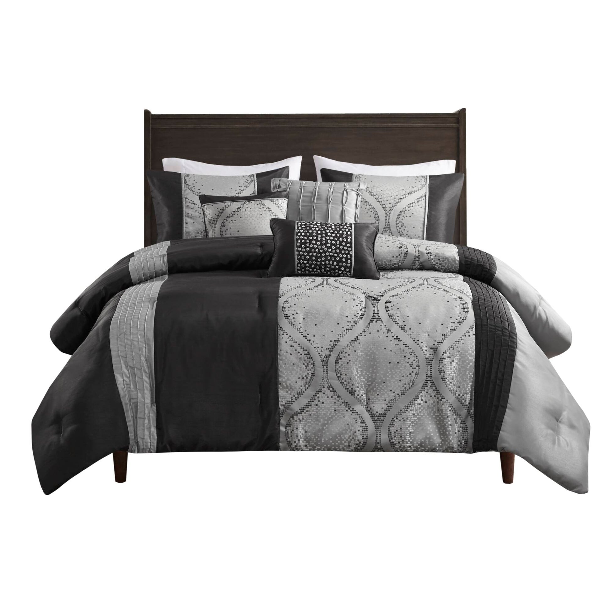 Madison Park 6 Piece Jacquard Comforter Set with Throw Pillows