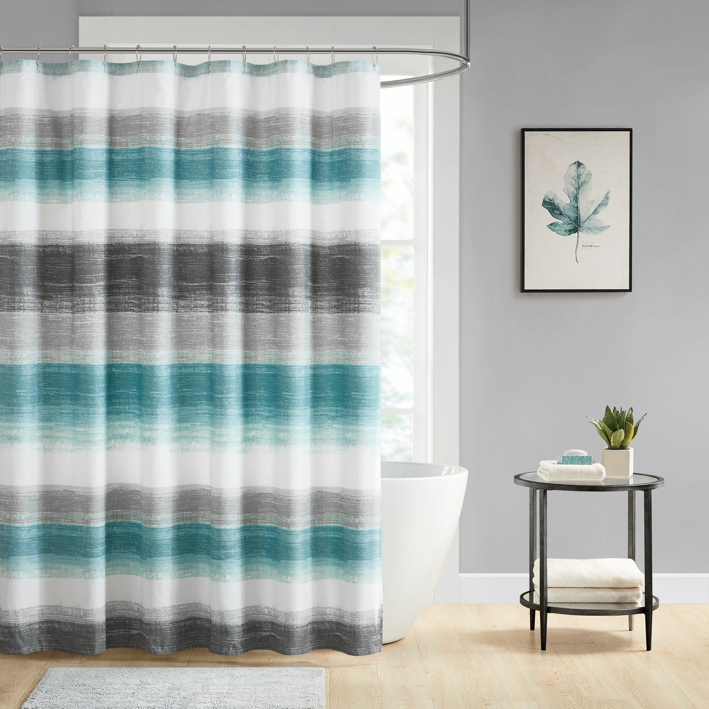 Madison Park Essentials Stripe Print Shower Curtain