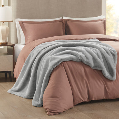 Madison Park Solid Premium Faux Fur Throw