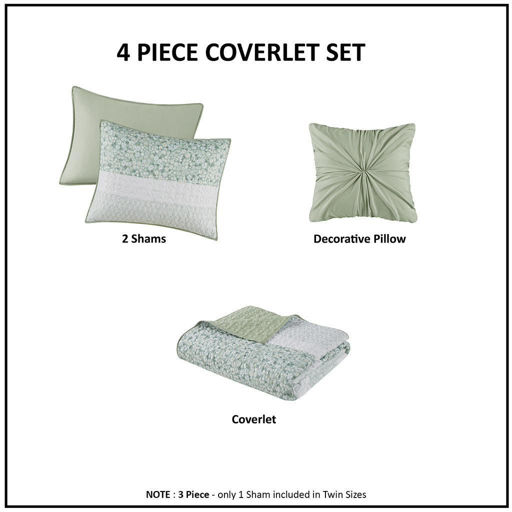 Madison Park 4 Piece Seersucker Quilt Set with Throw Pillow