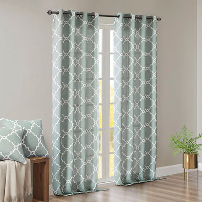 Madison Park Fretwork Print Grommet Top Window Curtain Panel