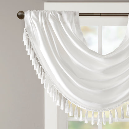 Madison Park Faux Silk Waterfall Embellished Valance