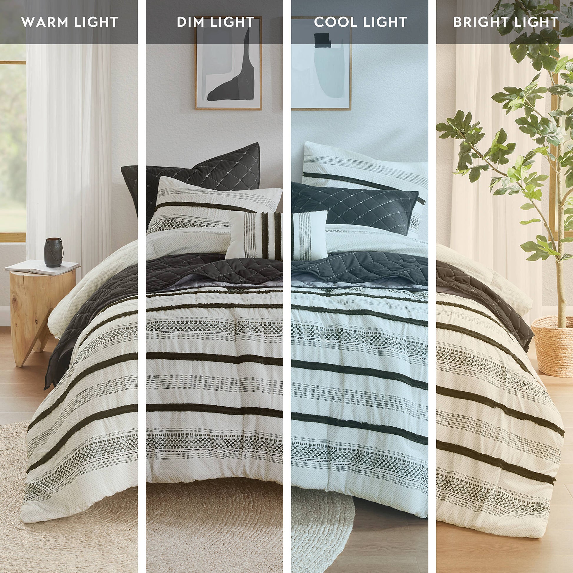 Madison Park 7 Piece Stripe Comforter and Quilt Set