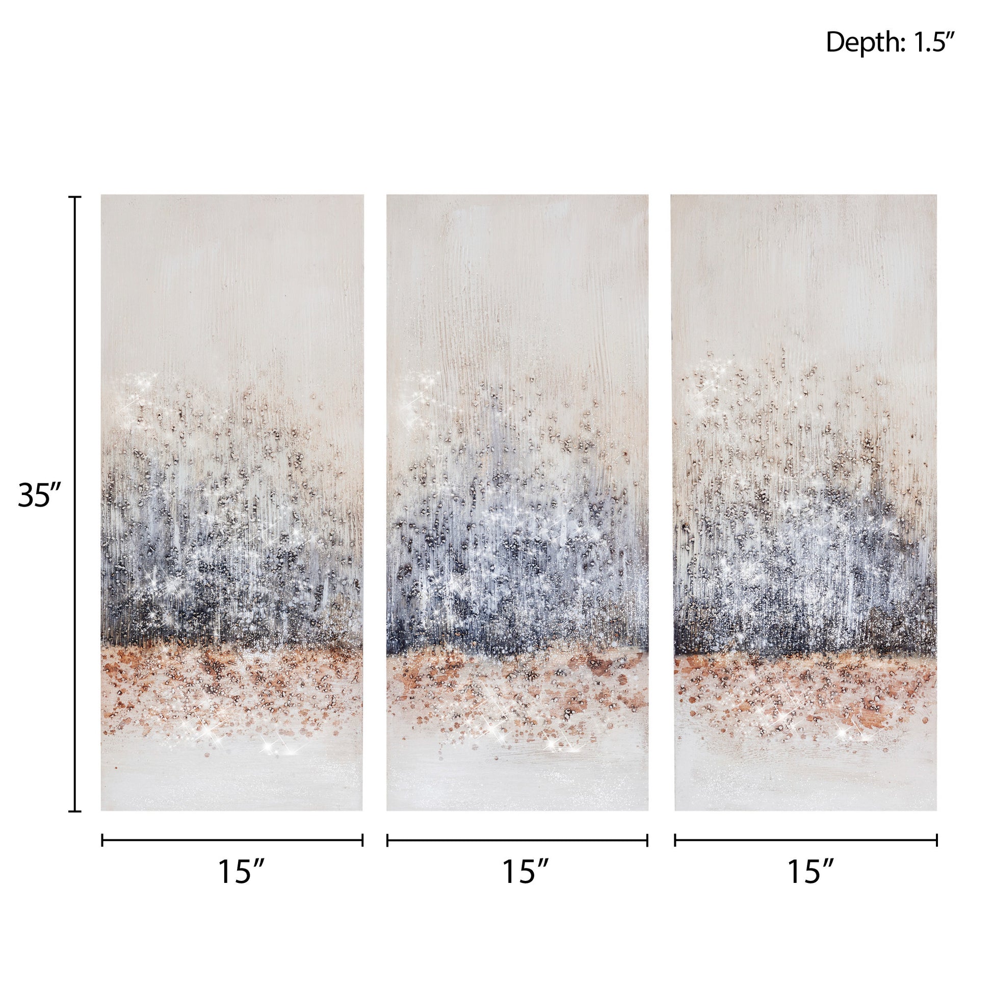 Madison Park Hand Embellished 3-Piece Canvas Wall Art Set