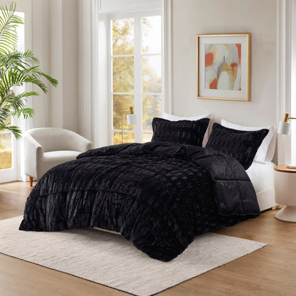 Madison Park Solid Faux Fur Comforter Mini Set