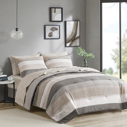 Madison Park Essentials Stripe Comforter Set with Bed Sheets