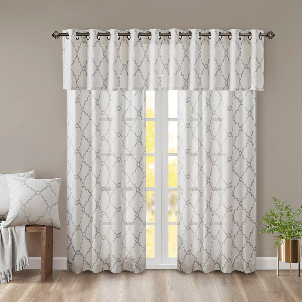 Madison Park Fretwork Print Grommet Top Window Curtain Panel