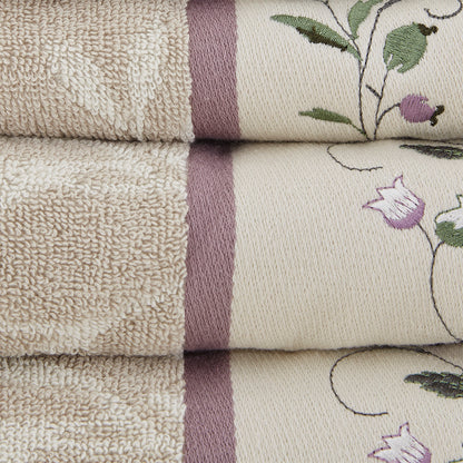 Madison Park Embroidered Cotton Jacquard 6 Piece Towel Set