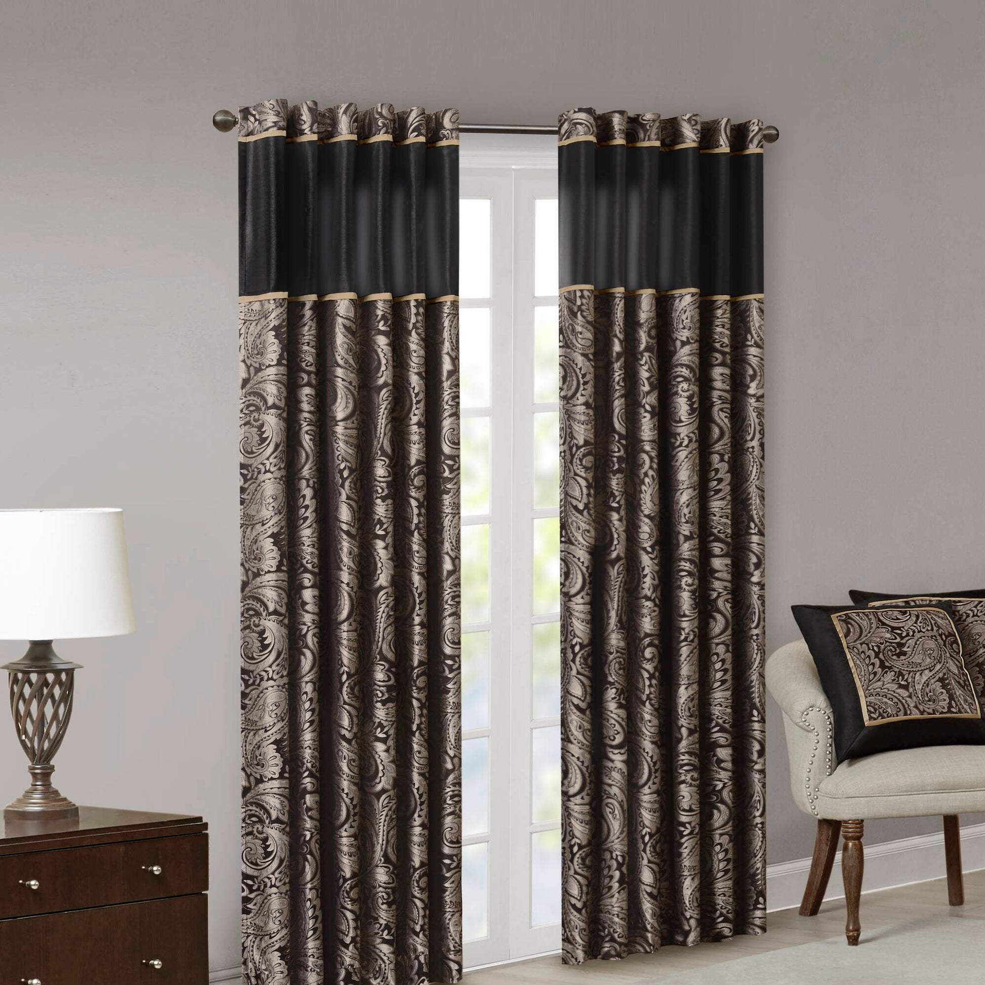 Madison Park Jacquard Curtain Panel Pair