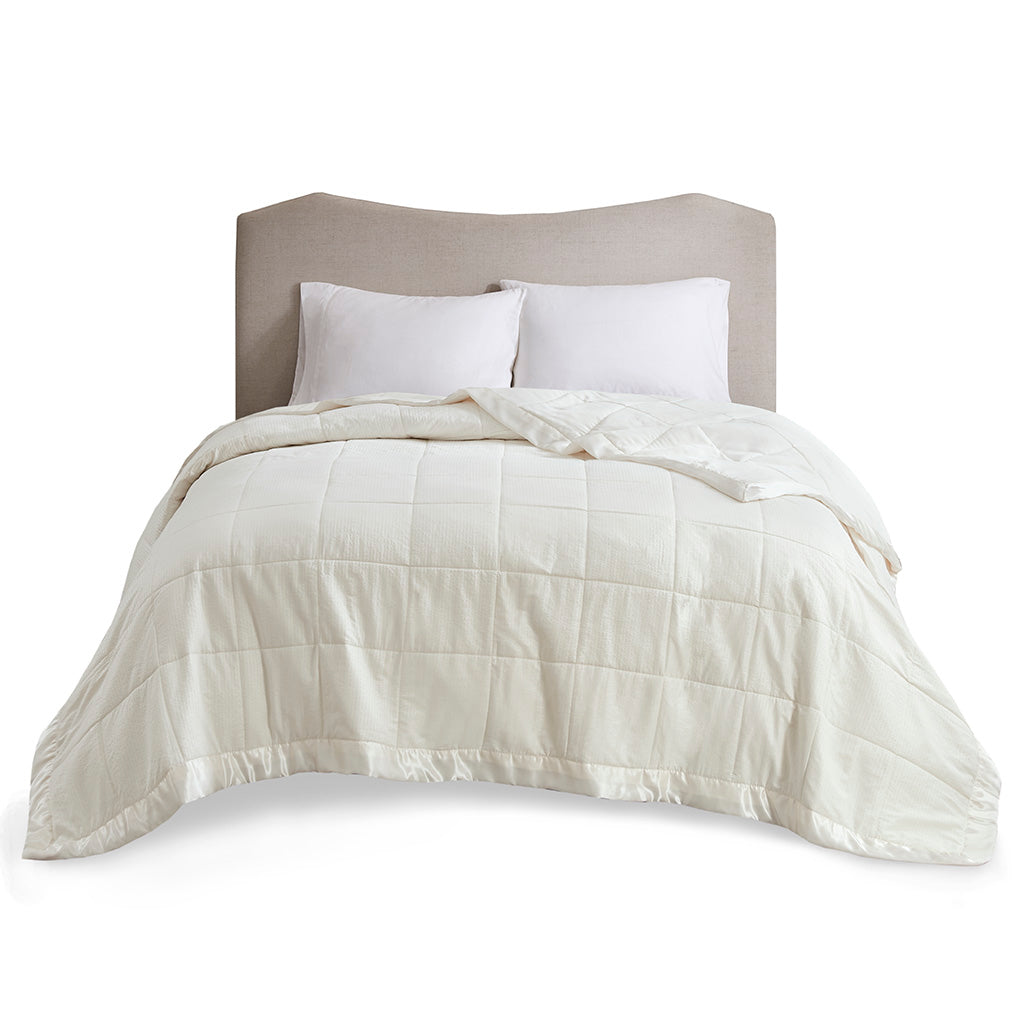 Madison Park Oversized Down Alternative Blanket with Satin Trim